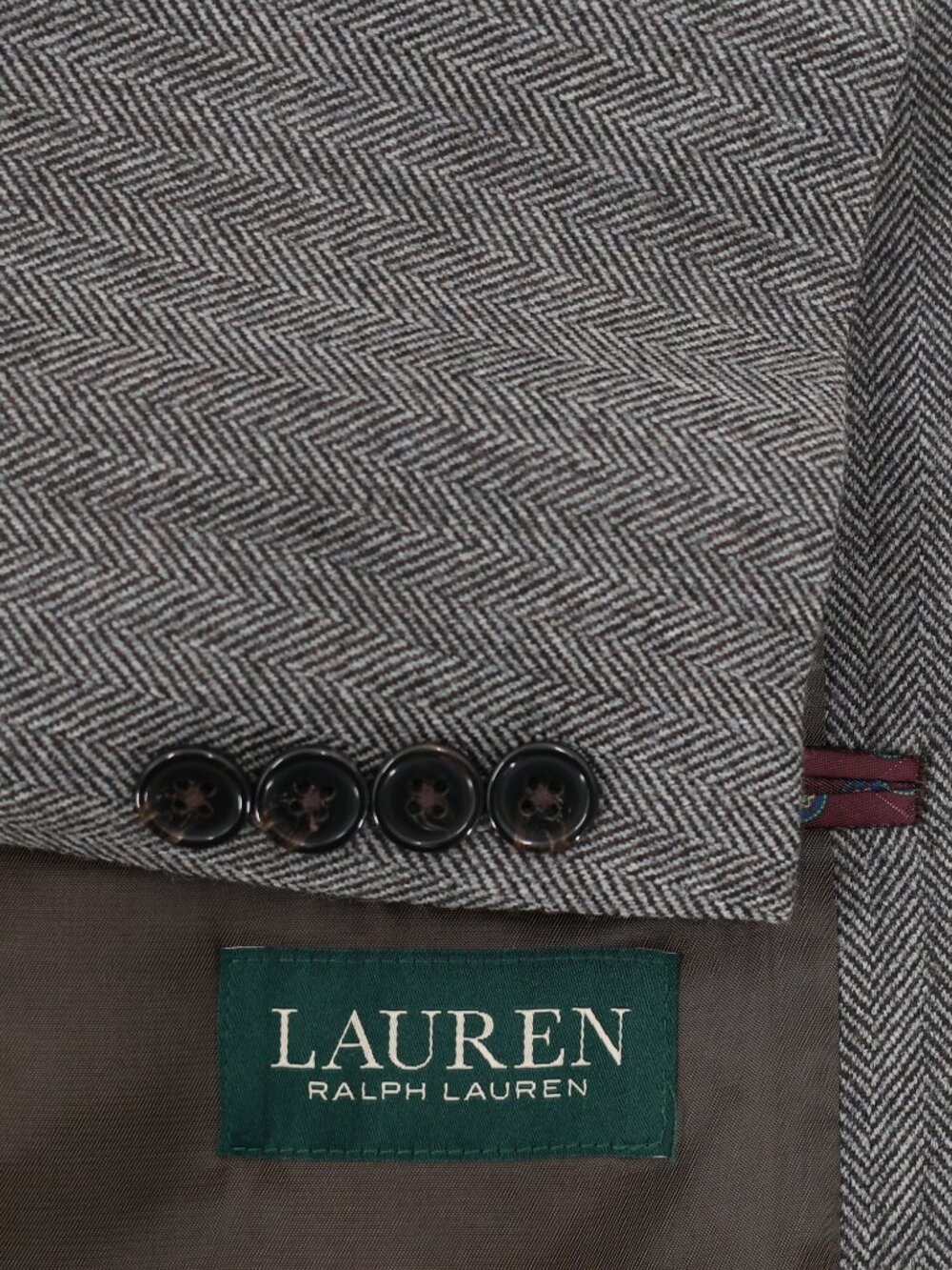 Lauren Ralph Lauren Sport Coat Mens 44L Herringbone Wool Cashmere Blazer jacket